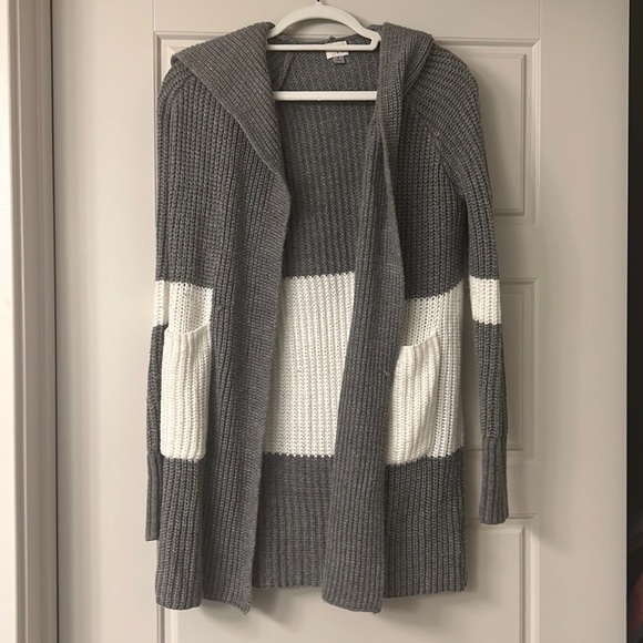 Sweaters - Black and Grey hooded cardigan 💞